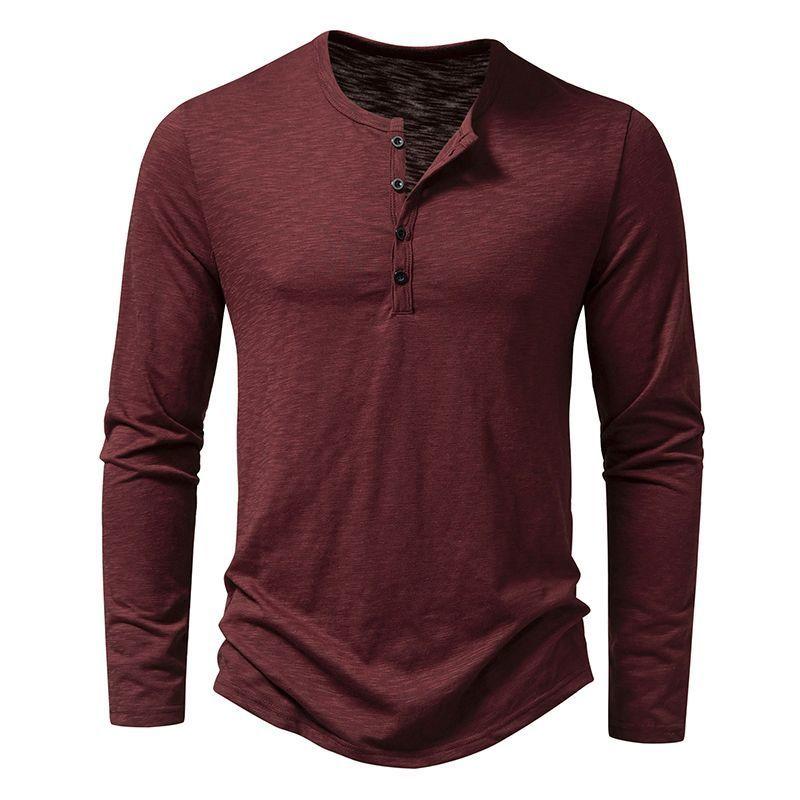 Pullover Uomo Autunno Primavera Collo Alto Monocolore Bottoni Ampio Svuotato Tempo Libero Moda Pendolare Manica Lunga Top