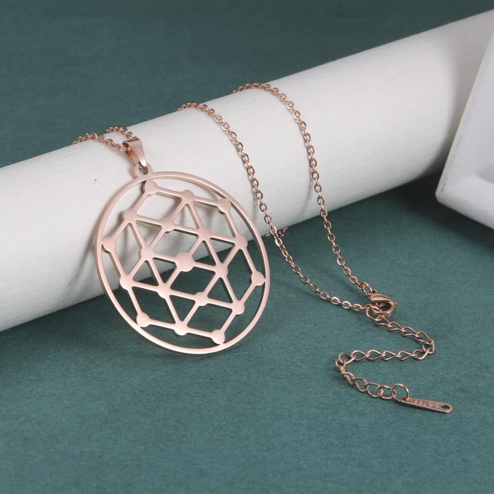 LIKGREAT Flower of Life Pendant Necklace for Women Mandala Chakra Hollow Stainless Steel Charms Jewelry Geometry Amulet Gift