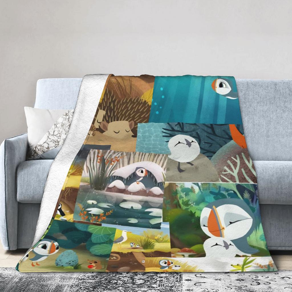 Puffin Rock Oona Baba Koc Mody Koralowy Polar Pluszowy Na Cały Sezon Kreskówka TV Akwarela Przenośny Ultra-Miękki Koc Mody na Kanapę