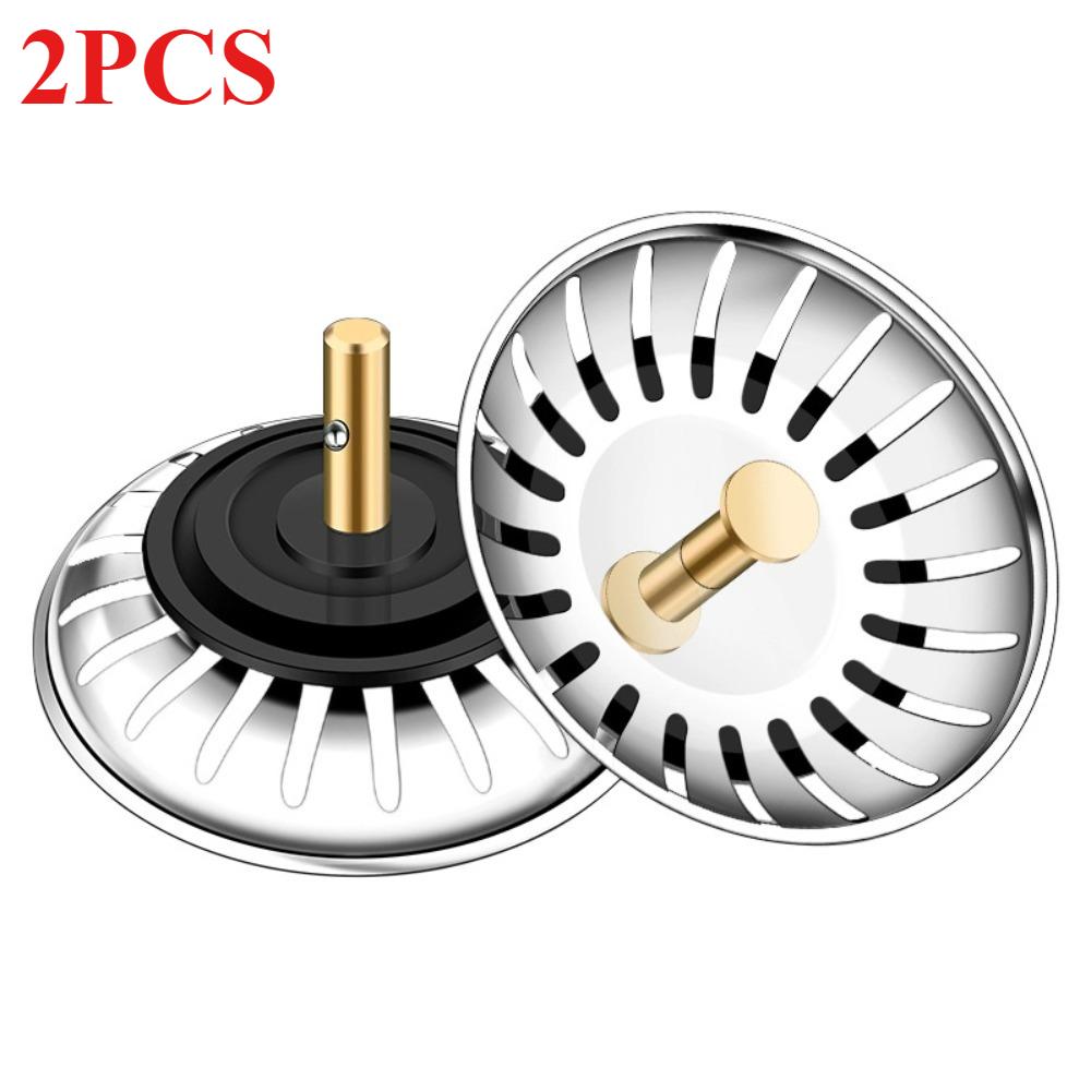 

2PCS Sink Drain Stainless Steel Sink Stopper Drain Cover Filter Basket Strainer for Kitchen Dishwasher Kitchen Accessories
