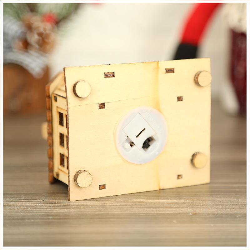 New Creative Christmas Tree Wooden Pendant Wooden Luminous Christmas House Villa Night Light Children's Christmas Wooden House