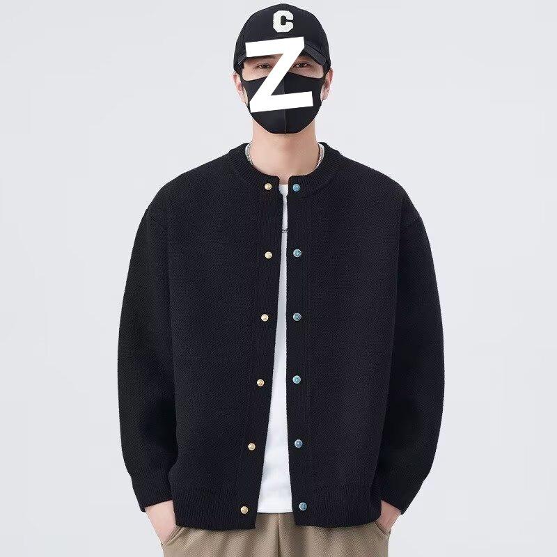 

Unisex Retro Button Knit Cardigan Sweater - Casual Versatile Jacket for Spring/Autumn in Gray and Black 2XL чорний