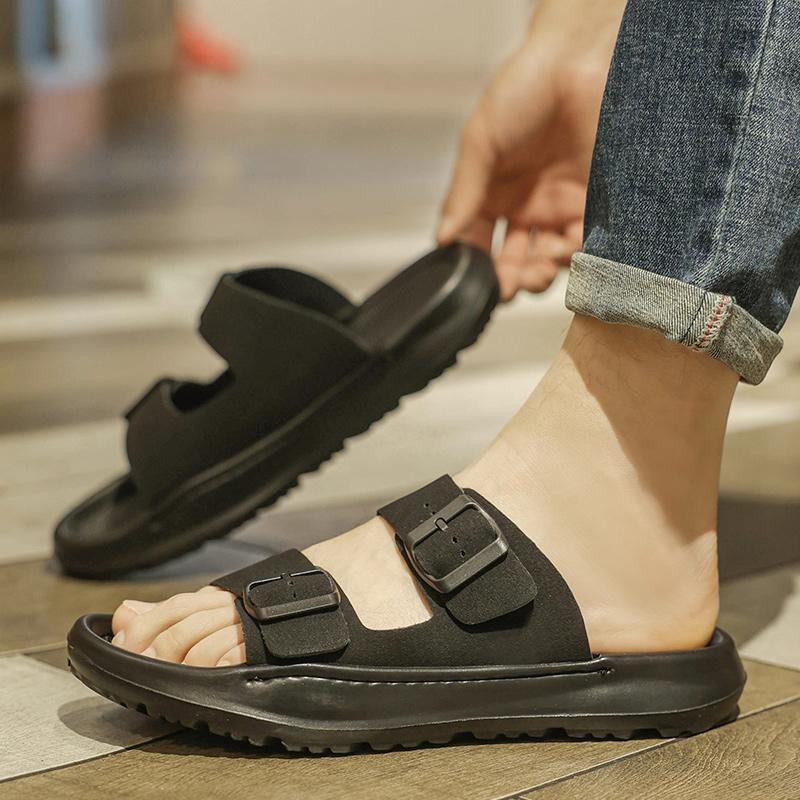 Fashion Beach Summer Men's Slippers Minimalist Trendy  Designer Style Outdoor Fashion Street Comfortable Classic Black Shoes New