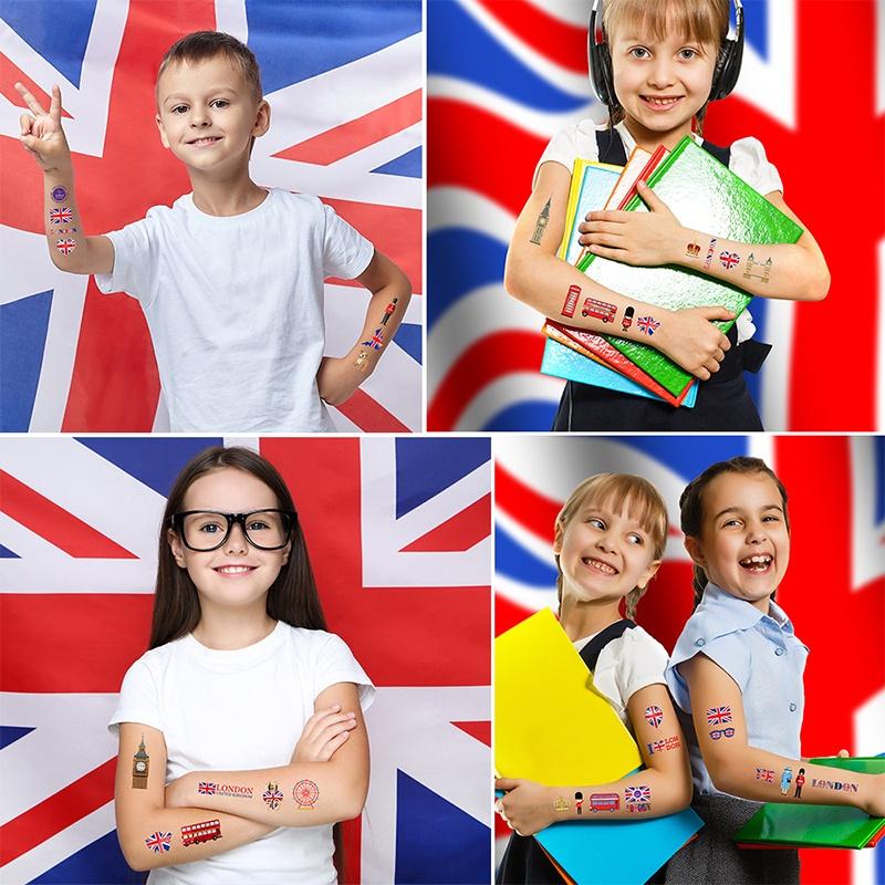 Waterproof Uk Flag Tattoo Sticker With Queen's Crown Perfect For Party Or Event