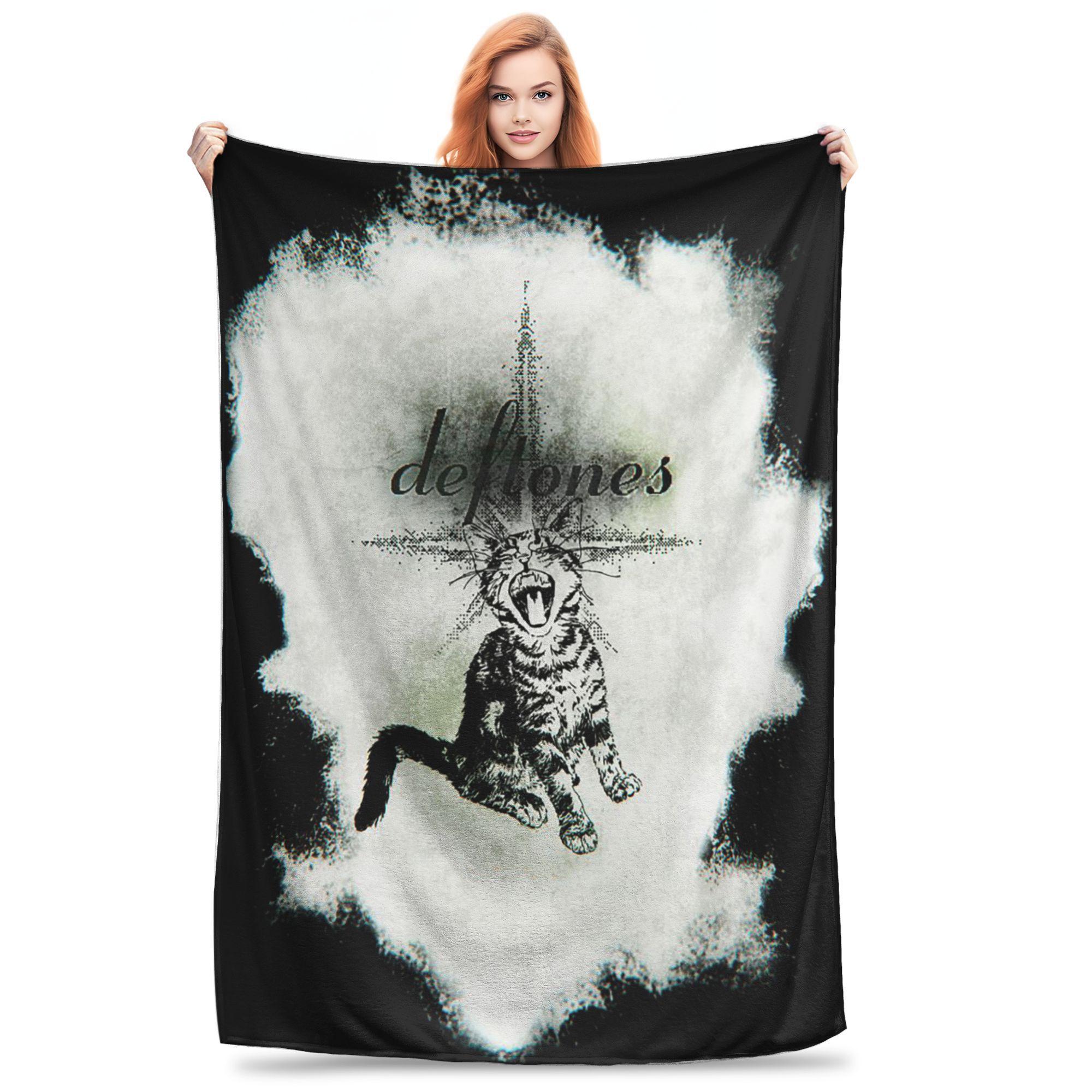 

Flannel Throw Blanket Vintage Deftones Metal Band White Pony Album Warm Plush Blankets Soft Bedding for Living room Travel Sofa 80x120cm