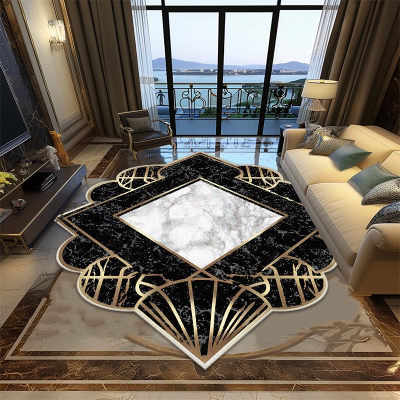 

European Style Irregular Shape Living Room Carpet Luxury Decoration Bedroom Soft Large Rugs Office Non-slip Foldable Floor Mat 60*90cm