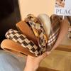 Khaki High-Crown Oval Women's Headband - Wide, Elegant, Net Red Autumn/Winter Hair Accessory