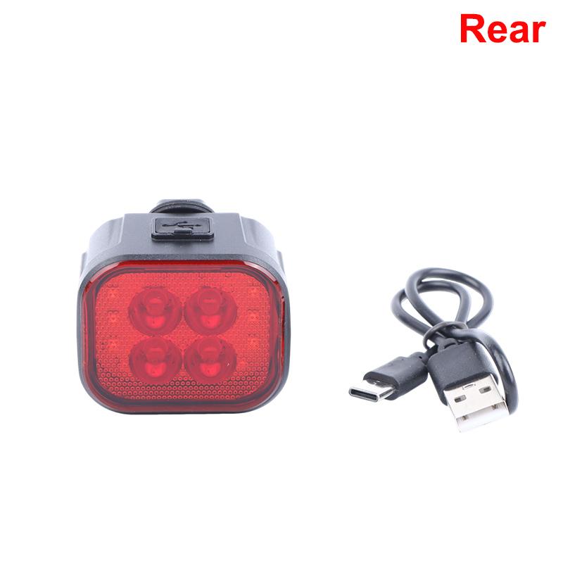 Rechargeable Bike Lights Type-C LED 400 Lumen Headlight and Rear Tail Light for Night Cycling Safety
