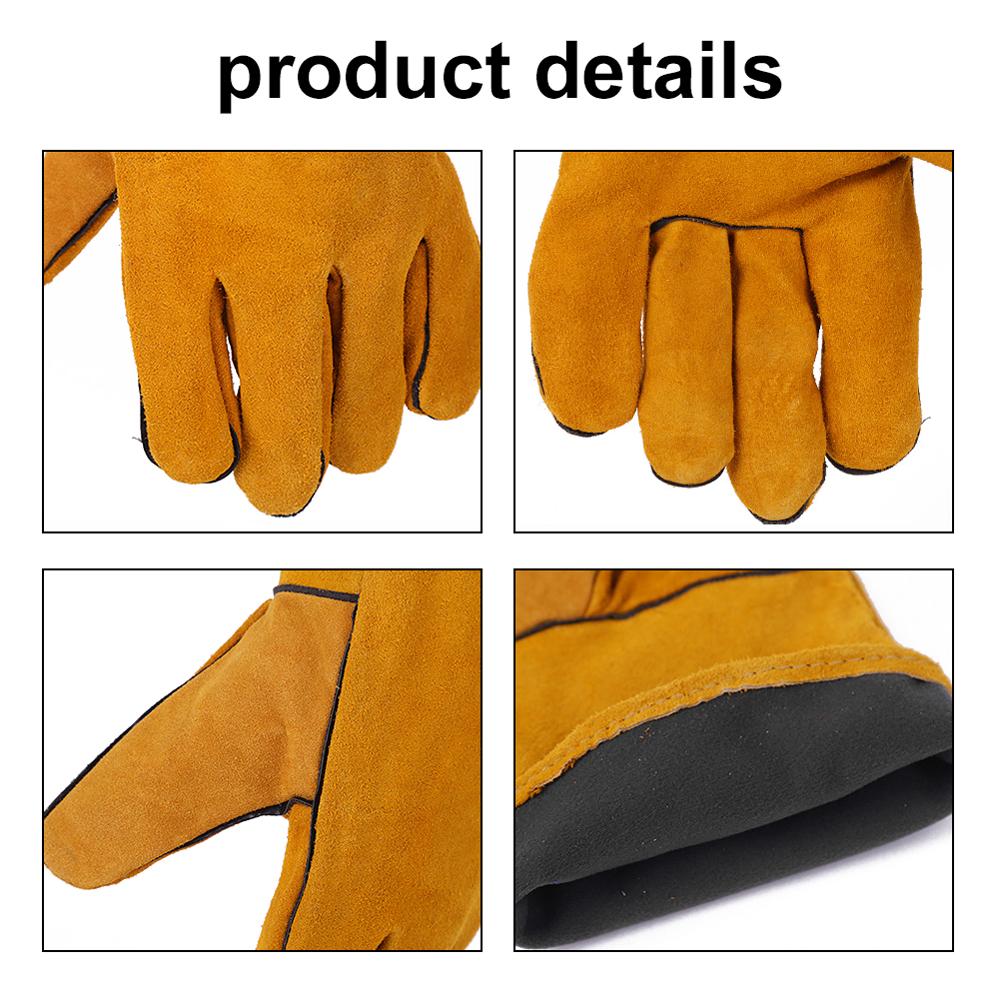 Welding Gloves Heat Insulation Gloves Leather High Temperature Proof Gloves Outdoor Camping Picnic BBQ Cooking Baking