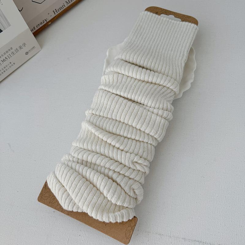Soft Skin-Friendly Sweat-absorbent Knitted Leg Warmers White Leg Guards Korean Ins Style Foot Covers College JK Slouch Socks