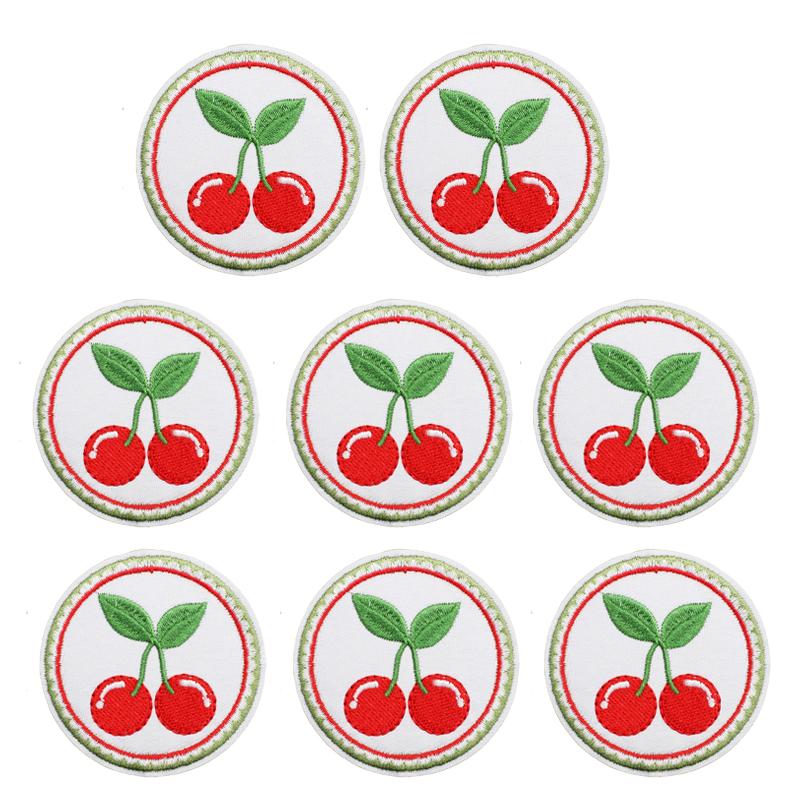 10pcs /Set Fruit Cherry Embroidered Patches Diy Hats Jackets Sew Patch Badges Iron On Patches For Clothing Accessories Applique