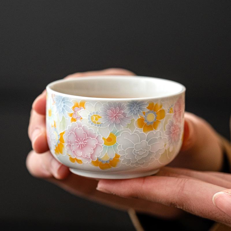 Antique Glaze Mandala Dhyana Ceramic Teacup for Kung Fu Tea Tasting