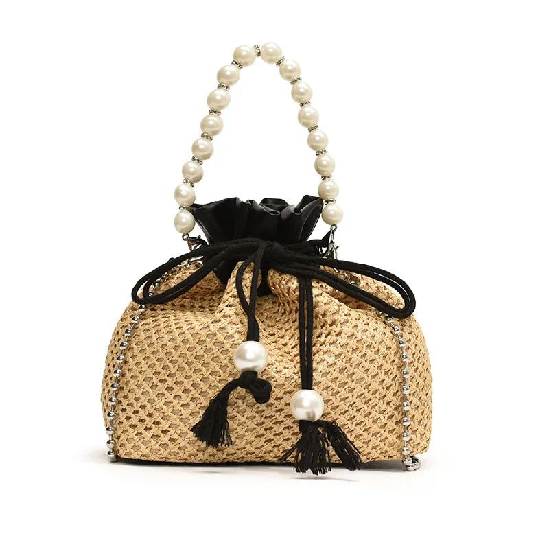 Women's Handbag  Shoulder Bag  Straw Bucket  Versatile  Handmade  Fashionable  Casual  Top Handle