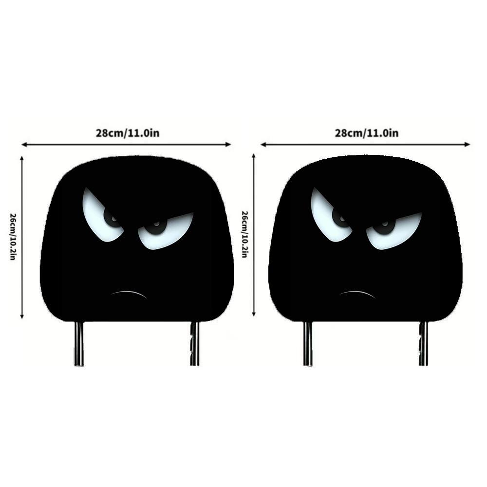 Nya 2 st Svarta Parodi Bil Dekoration Nackstödsskydd Festlig Atmosfär Rolig och Kreativ Dubbelsidigt Tryckt Nackstöd