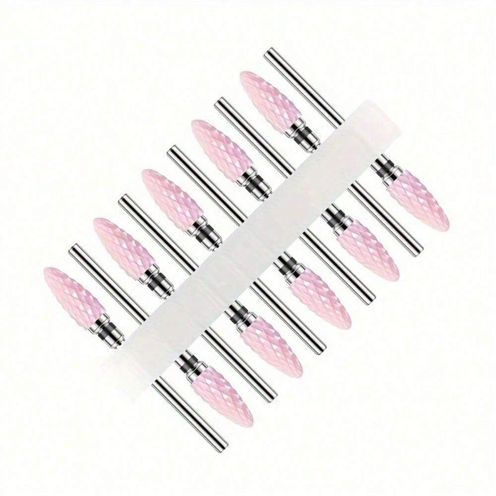 10pc/Set Ceramic Milling Cutter Nail Drill Bits Burr Gel Polish Remove Tools Cuticle Electric Manicure Files Kit Accessories