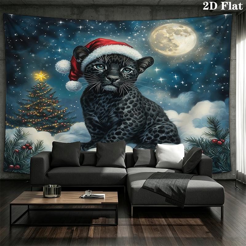 Weihnachtstiere Wandteppich, ästhetische bedruckte Stoffdecke, geeignet für Schlafzimmer, Wohnzimmer und Heimdekoration.
