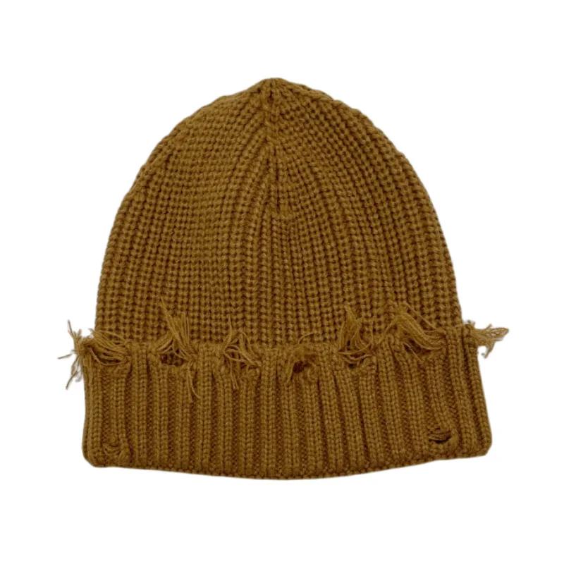 2025 New Fall and Winter Hip Hop Trend Broken Brim Knitted Hat Woman Man Green Grey Black White Hole Cap Warm Hat Bonnets Fall