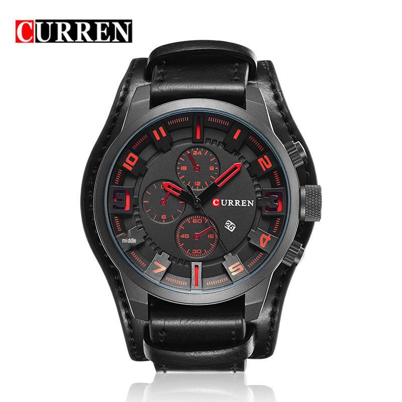 CURREN 8225 Men s Quartz Leather Watch with Large Dial and Multifunction Calendar