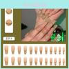 Stylish Wearable Nail Stickers In Fresh Green Pattern Long Length For Stunning Manicure