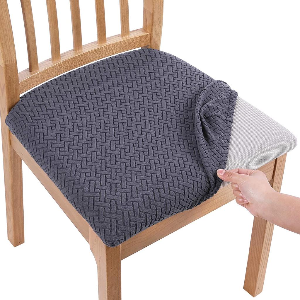 WaterProof Spandex Dining Room Upholstered Cushion Solid Chair Seat Cover Removable Slipcovers with Washable Furniture Protector
