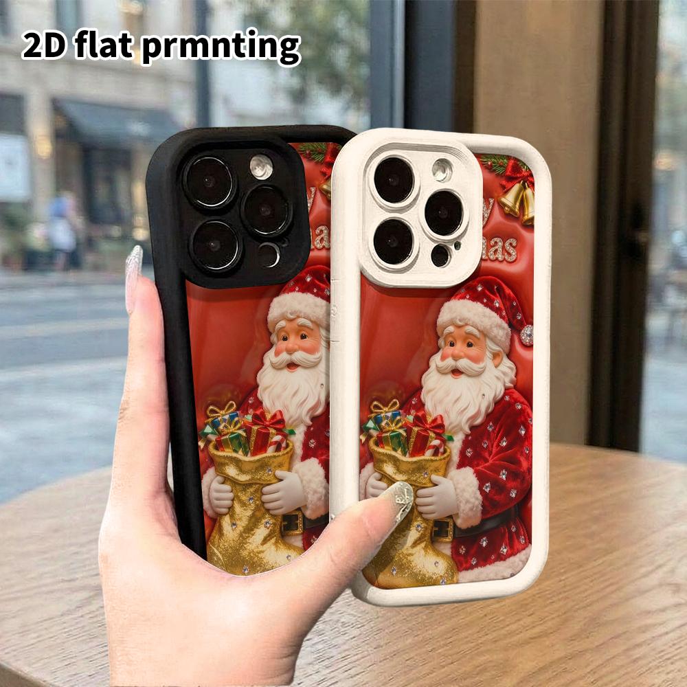 Phone Case: 2D Flat Design Suitable for iPhone 18 17 16 15 14 13 Pro Stepped Protective Case, Embossed 3D Style, Christmas and Halloween Holiday Gift
