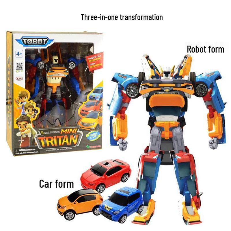Korean Transforming Tobot Brothers: Triple Combination 3-Pack - Educational Anime Car-Robot Toy for Kids
