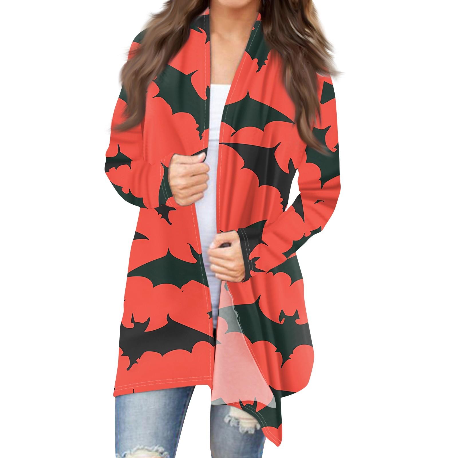 

Женский кардиган с длинным рукавом спереди и принтом на Хэллоуин, легкая куртка L киноварь