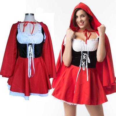 Sexy Disfraces Halloween Cardinal Little Red Riding Hood Costume Small Red Cap Fantasia Carnival Fairy Costumes for Women Cosplay Party Dress