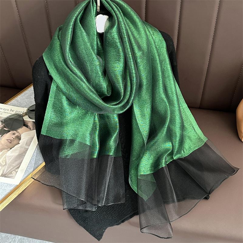 Silk Wool Scarf for Women Solid Scarves Shawls Wraps Pashmina Hijab Foulard Femme Beach Stoles Bandana Luxury Brand Poncho