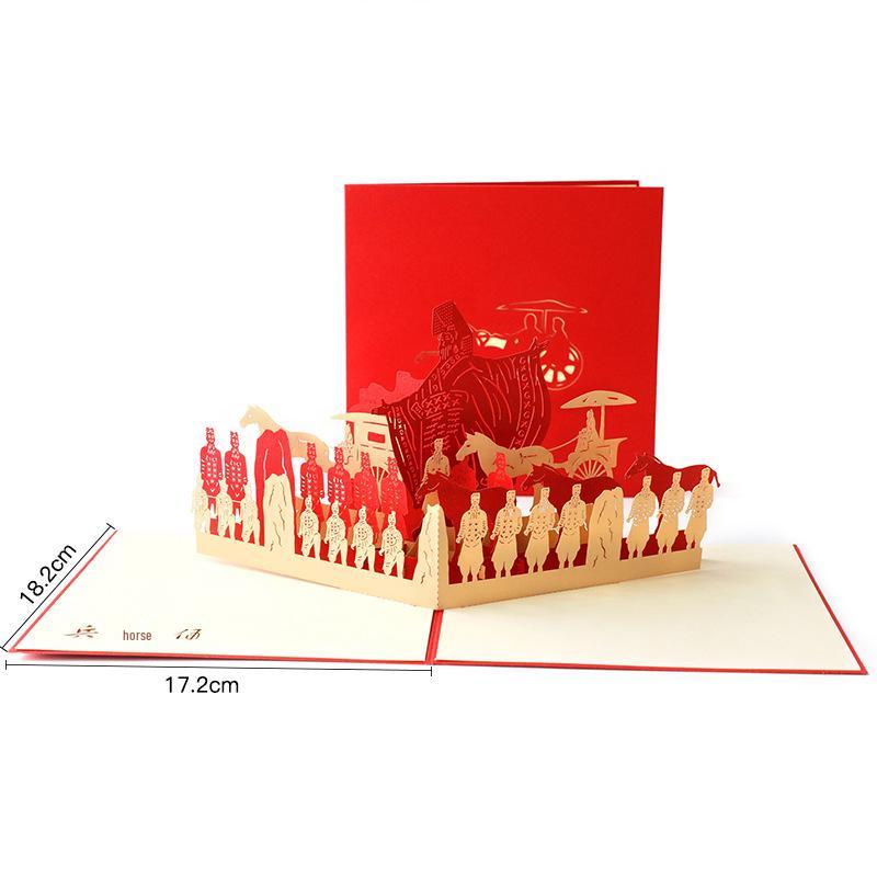 Terracotta Army 3D Paper Sculpture: Handmade City Souvenir Gift Card