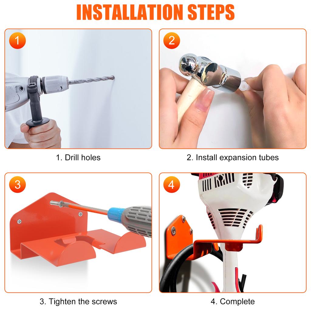 2PCS Weed Eater Hanger, Heavy Duty Wall Mounted Hanging Shelf for Grass Trimmer, Garden Tools