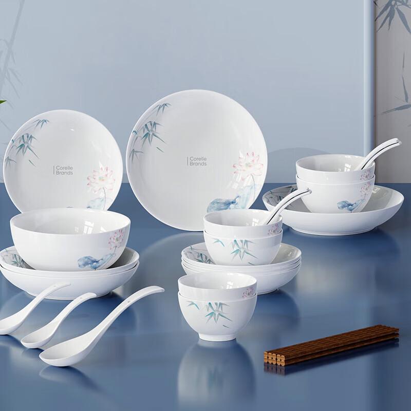 Corelle Bamboo Dew & Lotus Wind 18-Piece Dinnerware Set