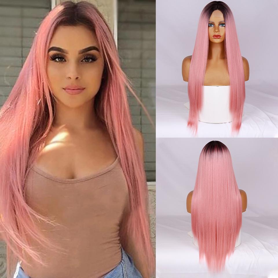 

MERISIHAIR женский модный длинный прямой парик красного вина с омбре без челки, парик спереди, синтетическое волокно, прямой парик для женщин