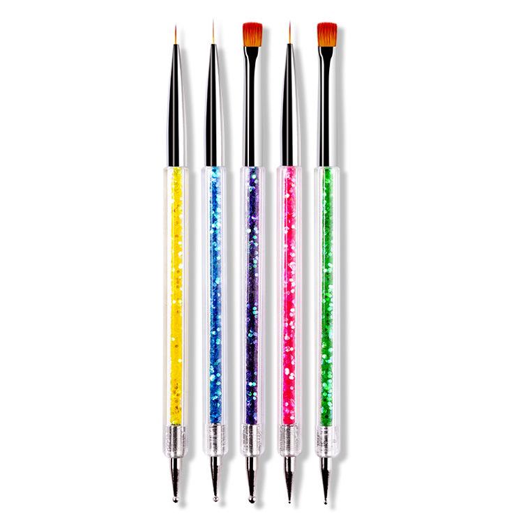 

5-Piece Double-Ended Nail Art Pen Set for Liner, Flower, Carving, and Dotting