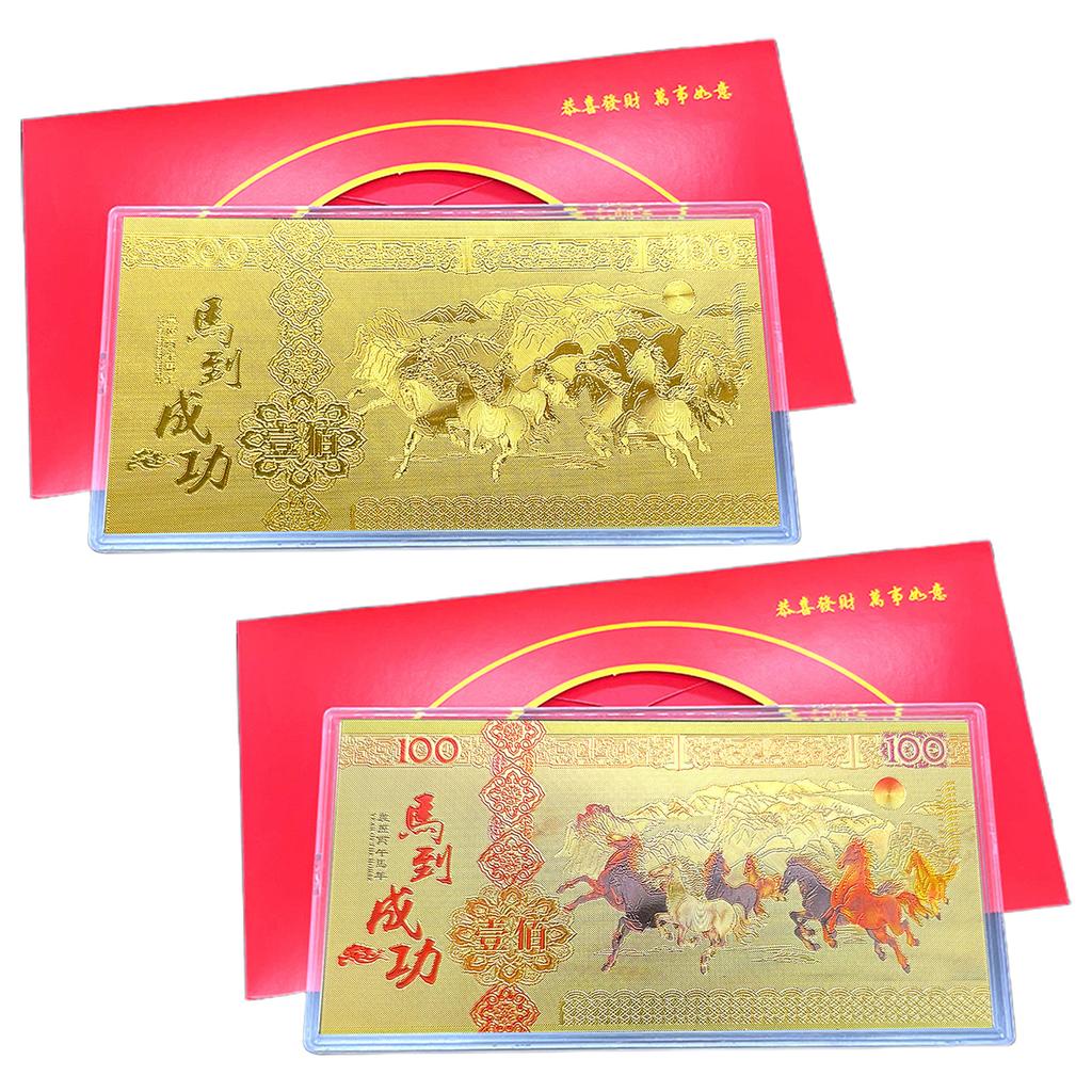 2026 Year of Horse Souvenir Card Blessing Chinese Lunar New Year Souvenir with Clear Case Red Packet for Gift Craft