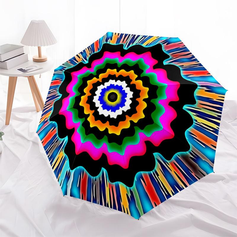 1pc Psychedelic Automatic Open/Close Folding Umbrella - Compact 8-Rib Design, Daily Use, Perfect Gift for Friends & Family yy260327087