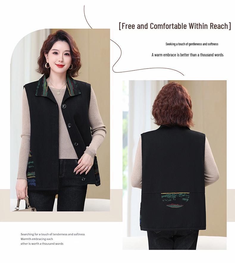 Chaleco de Otoño de Talla Grande para Mujeres de Mediana Edad - Elegante Ropa Exterior sin Mangas para Mujer