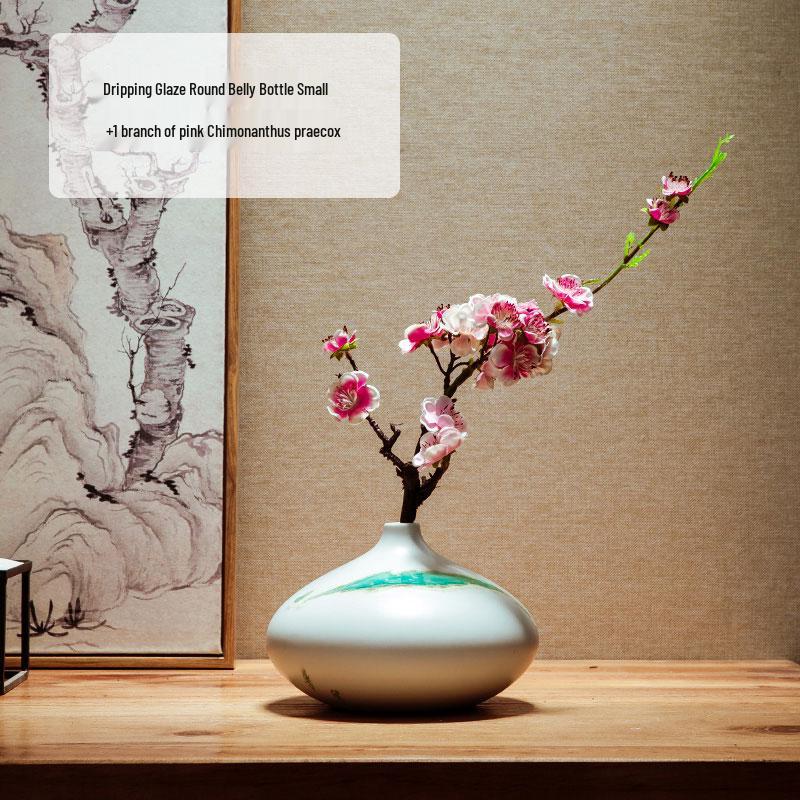 Zen Dried Flowers Vase Ornament for Dining Table, Entrance Hall, Living Room, or TV Cabinet