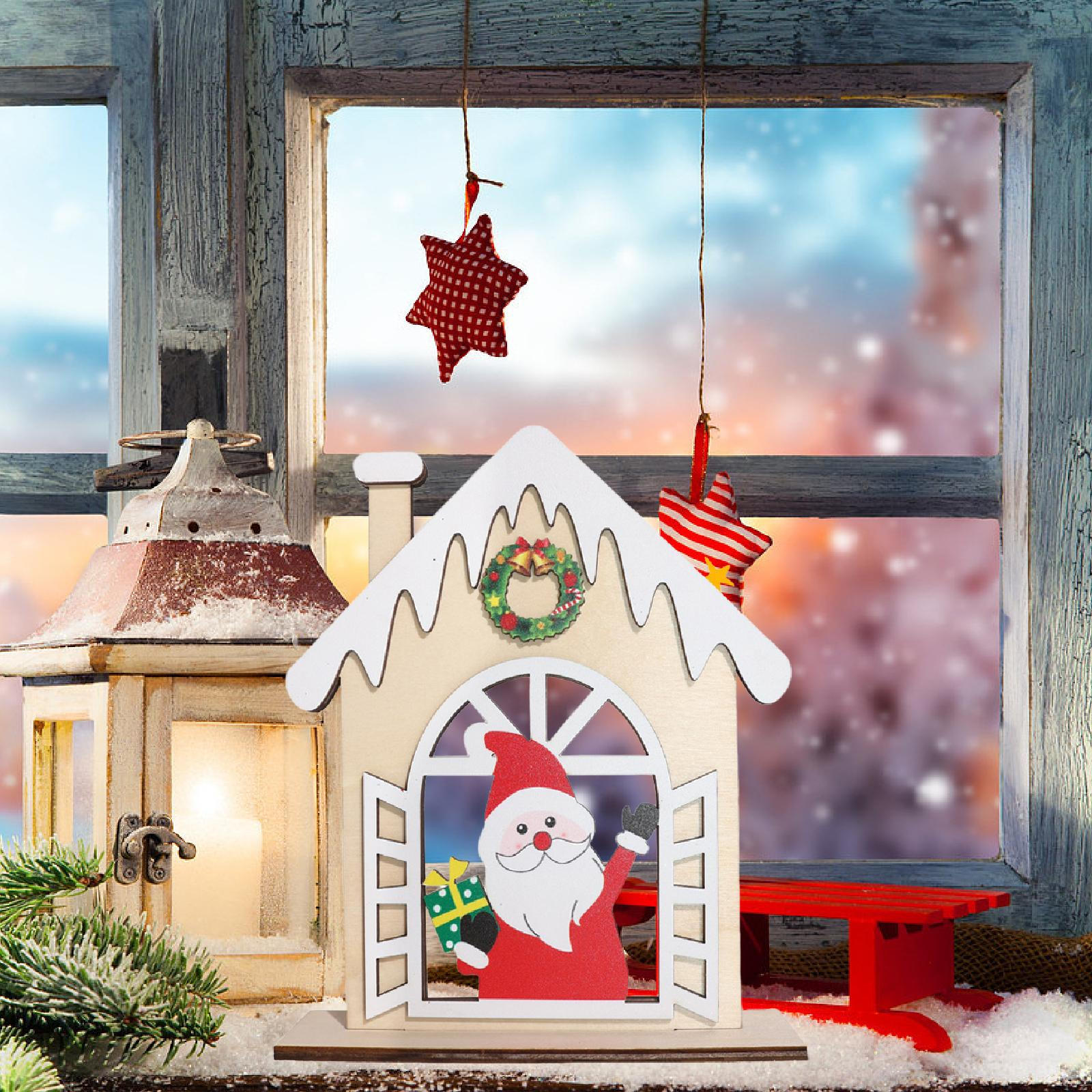 

Christmas Table Decoration Tabletop Sign Plaque Collectible Wooden Ornament Engraved House for Santa Claus