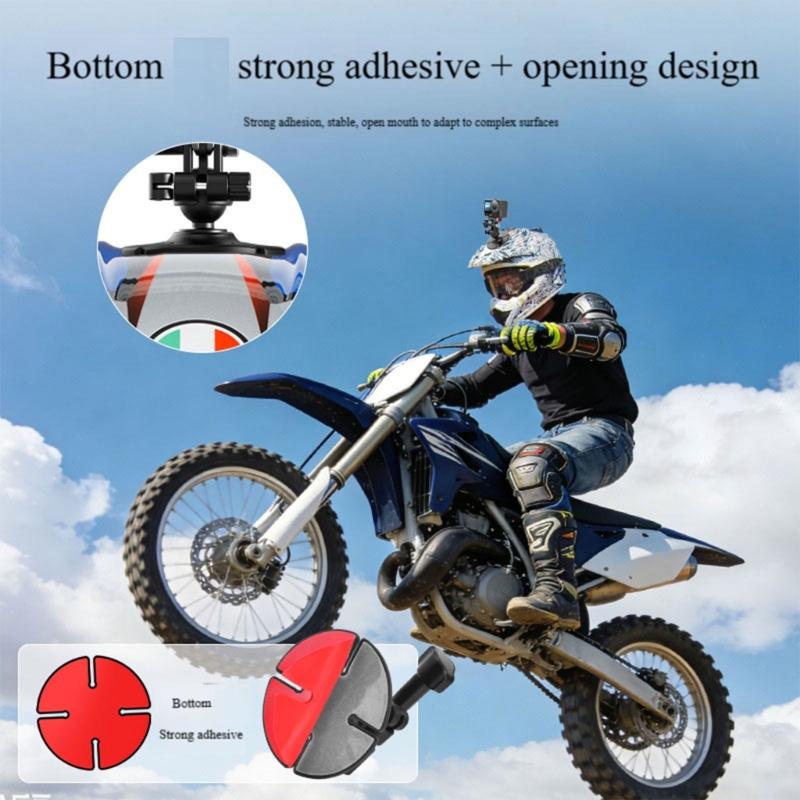 Flexible Adhesive Helmet Mount Base With 360 Swivels Ball Head For Secure Mounting On Various Surfaces