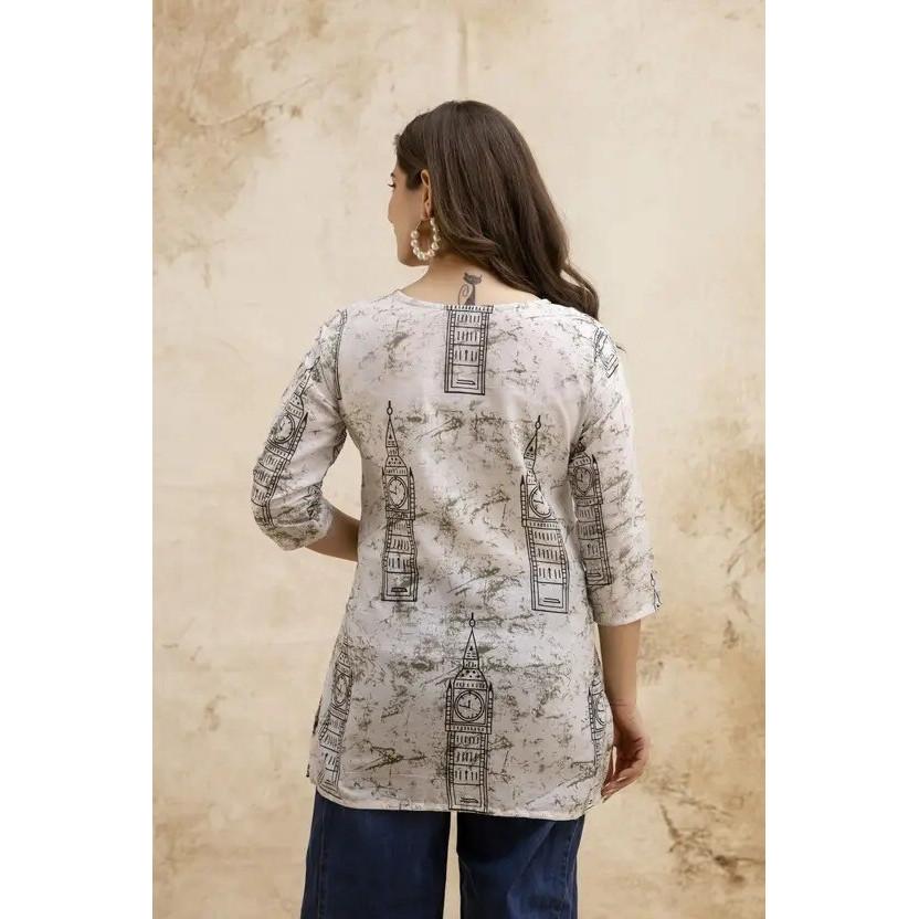 Women Printed Cotton Blend Straight Kurta Top Party Wear Women Designer Tunic VFP-1851a