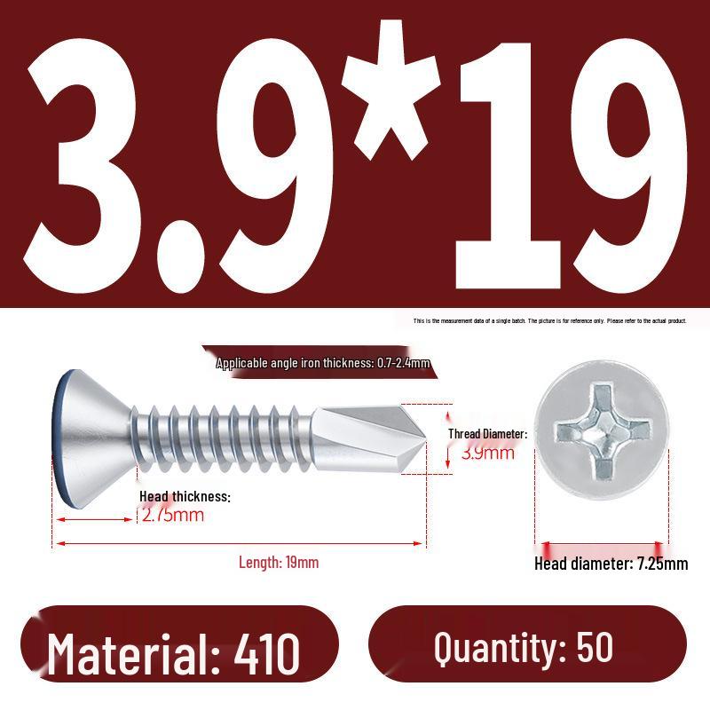 Phillips Flat Head Blue Zinc Plated Stainless Steel Self-Drilling & Self-Tapping Screws M3.9-M5.5