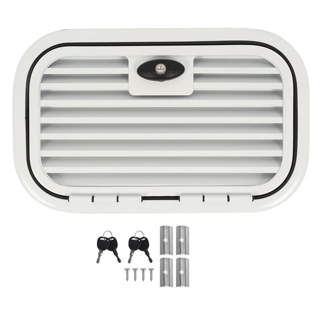 15.6x11.2inch RV Grilled Access Hatch Cargo Compartment Storage Door Lid Hatch Ventilation Warehouse Door for Trailers