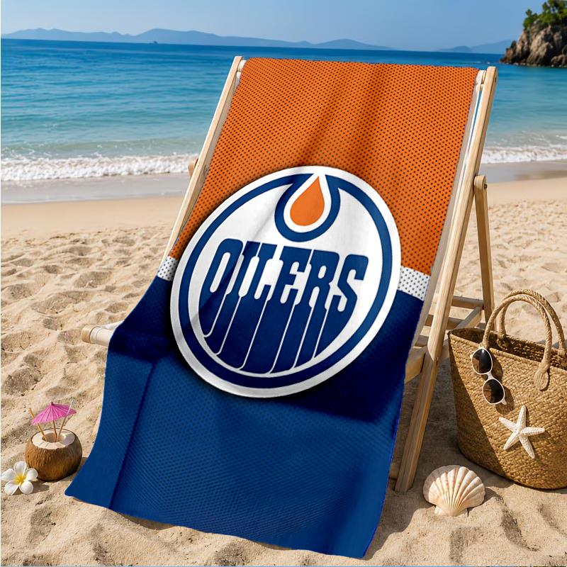 Edmonton Oilers Emblem Beach Towel, Super Soft Microfiber, Perfect Gift for Her/Him, Birthday, for Pool, Beach, Travel, Decor Beach Party