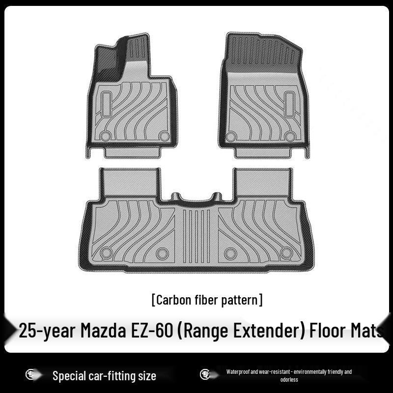 Mazda 25 EZ-60 Extended Range TPE Floor Mats & 3D All-Weather Trunk Mat with Starry Sky Blanket & Carbon Fiber Texture