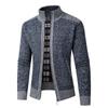 2025 Men's Solid Color Knit Zipper Cardigan - Thick Plus Velvet Coat for Autumn & Winter