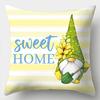 1/4pcs Floral and Gnome Patterned Pillowcases Sweet Home Hello Spring Decor Sofa Cushion Cover Home Bedroom Room Decoration