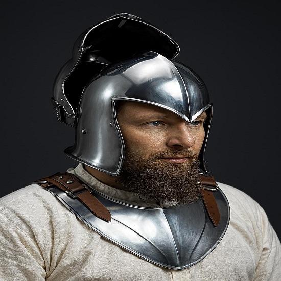 Medieval Barbuta Visored Helmet Steel Knight Armor Warrior Helmet for LARP, Cosplay, Reenactment