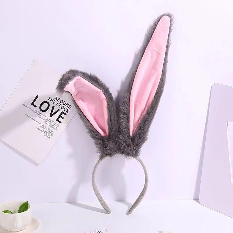 Bandas para el pelo de felpa con orejas de conejo largas para niñas, accesorios para la cabeza, diadema, accesorios para vestido, mujer, niña, cosplay, lolita, cosplay, accesorios para el pelo