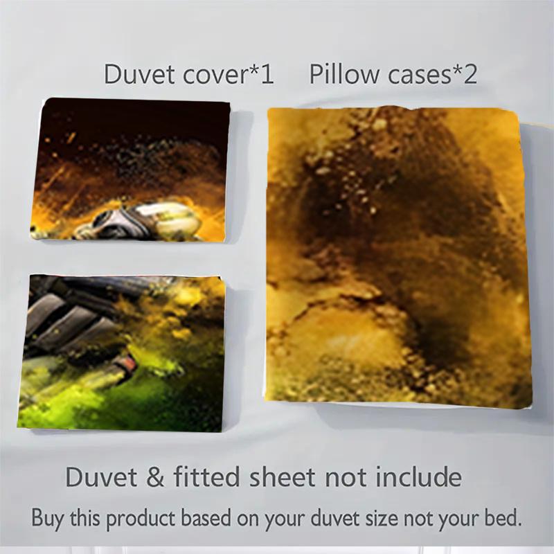 3pcs Sniper Rifle & Masked Soldier Artwork Home Decor Bedding Set-Universal Three-Piece Suit for Bedroom, Guest Room, Living Room, Hotel-Per